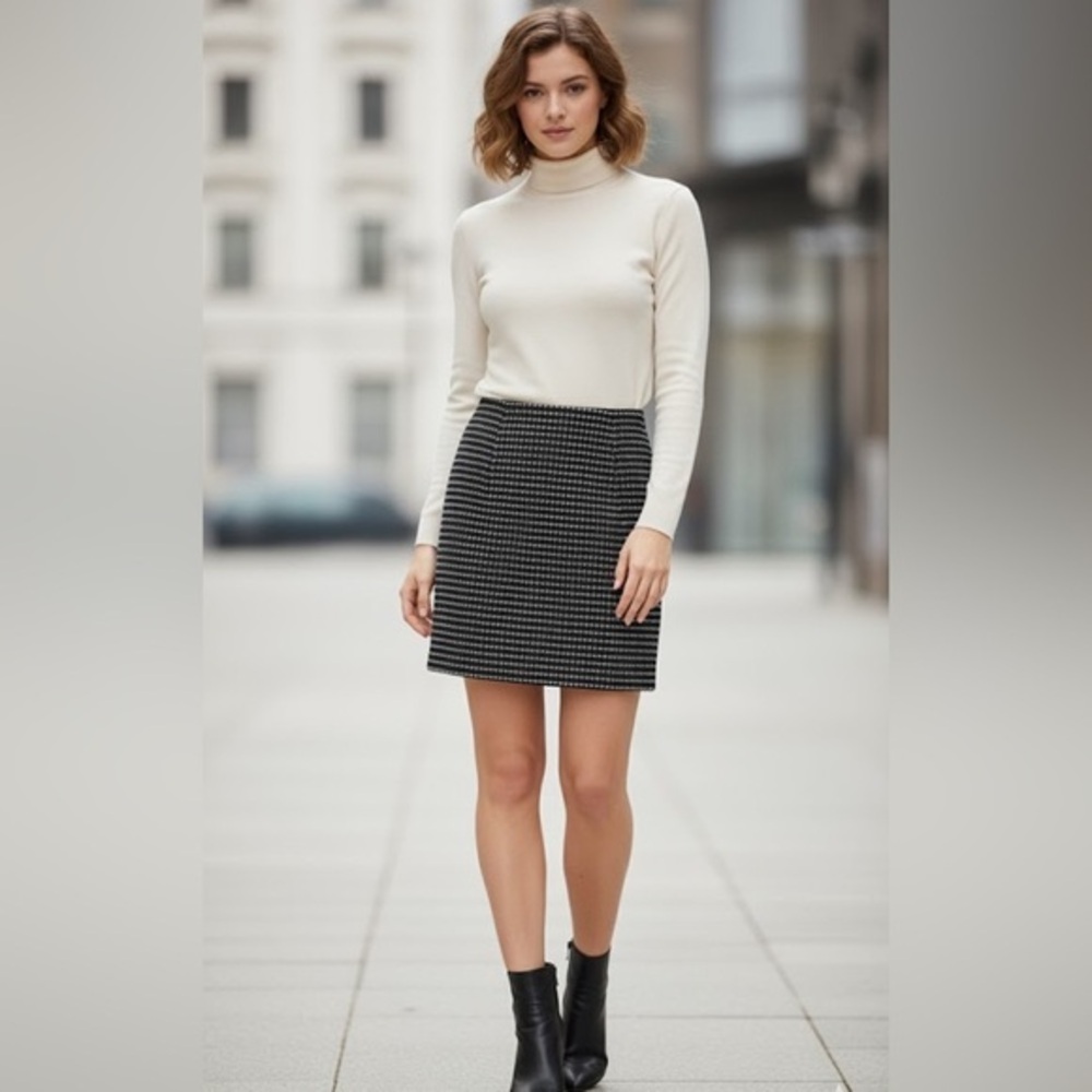 St. John Black Skirt with White Dotted Lines — Size 2